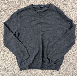 J. Crew Men's Dark Gray V-Neck Sweater -  Size Large